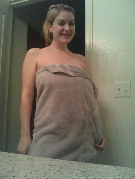 Blonde girl takes non nude selfies in various places around her house
