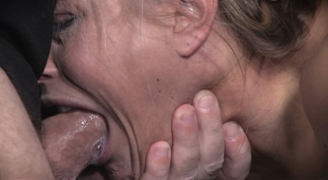 Naked blonde chick Angel Allwood undergoes extreme fucking in bondage