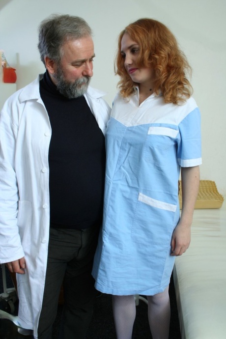 Ginger teen with huge breasts Danila takes a doctor's boner in her twat