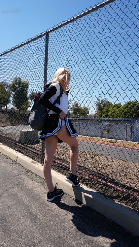 Blonde cheerleader Lily Rader sucks cock in POV & has her teen pussy pounded
