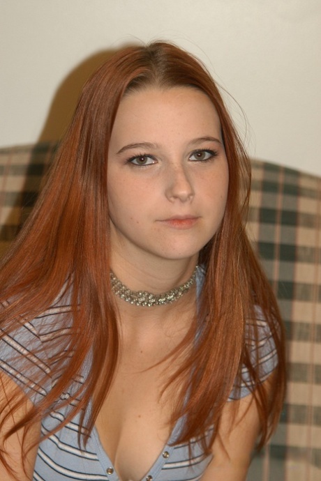 Redhead teen with natural boobies Starr Dixie and touches her vagina