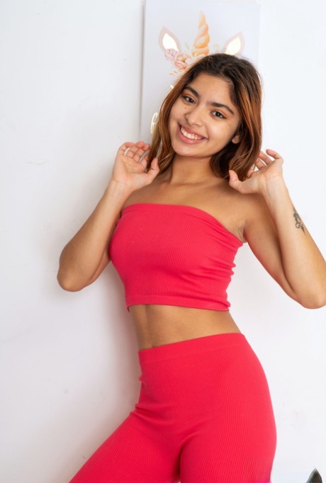 Amateur teen Hazel Heart shows her adorable ass and hot tits in a solo