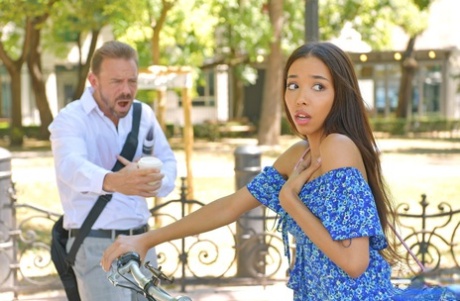 Sexy small-titted teen Lia Lin takes a dick in her asshole before sucking it