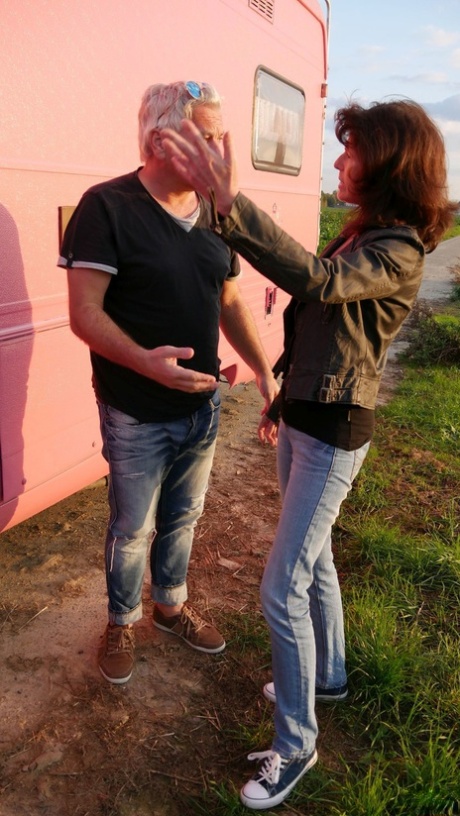Slender German woman Julia blows and fucks an old trucker's dick